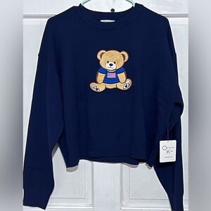 Teddy Bear Navy Blue Sweater. Size L. NWT